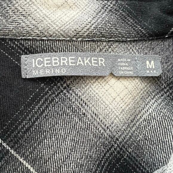 Icebreaker men’s merino wool black and white plaid flannel shirt - Picture 11 of 12